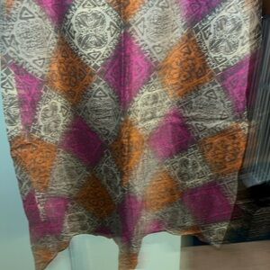 J. Jill Midi Skirt in Magenta, Orange & Cream Tile Print